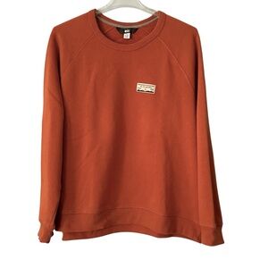 REI Patch Crewneck Fleece Lined Burnt Orange Sweatshirt
